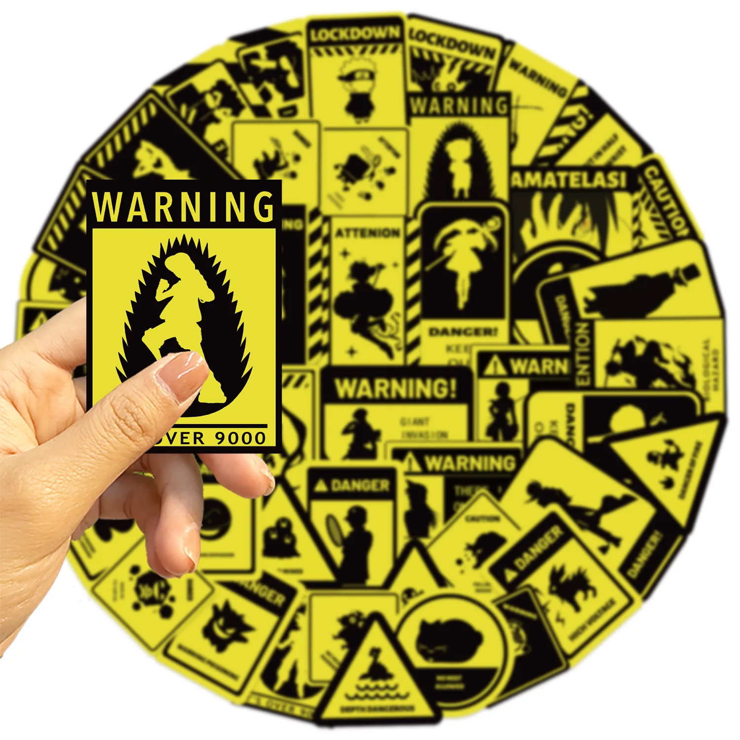 

10/30/50PCS Stylish Cartoon Anime Warning Mark Graffiti Art Decals for Water Bottle Phone Laptop Journal Stationery Luggage