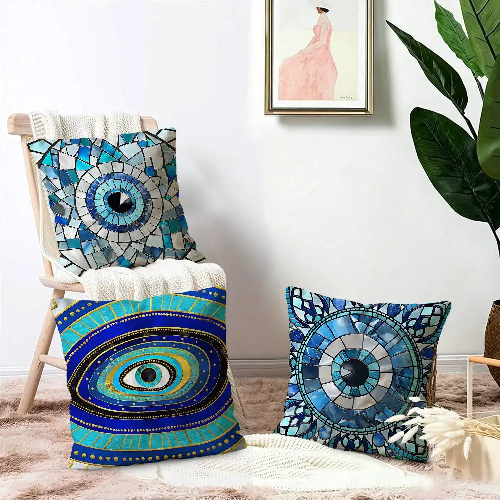 Evil Eye Office Cushion Pillowcase Car Cushion Cover45X45CM Lumbar Pillowcase Sofa Pillowcover