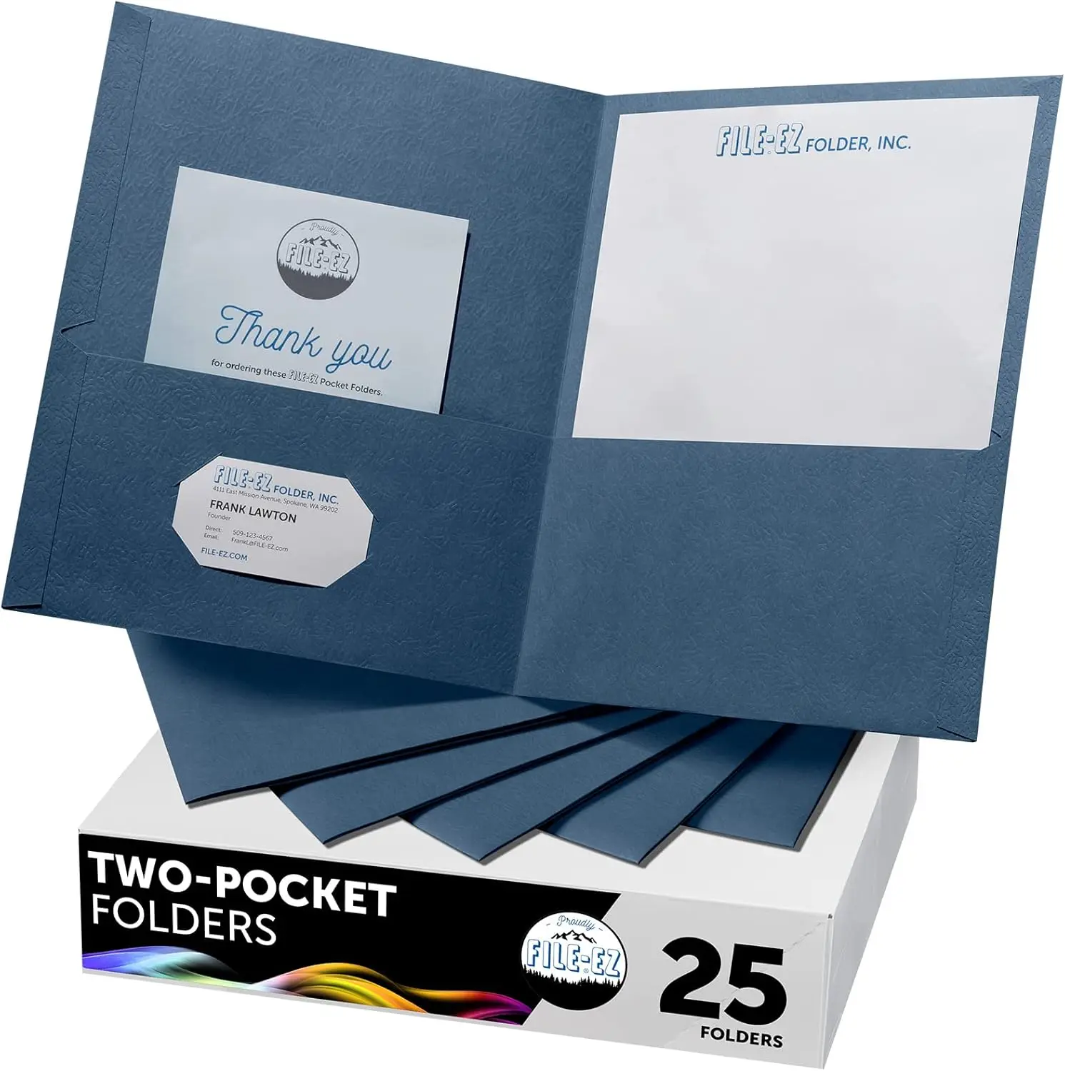 

Two-Pocket Folders, Navy Blue, 25-Pack, Textured Paper, Letter Size for Organizing Documents