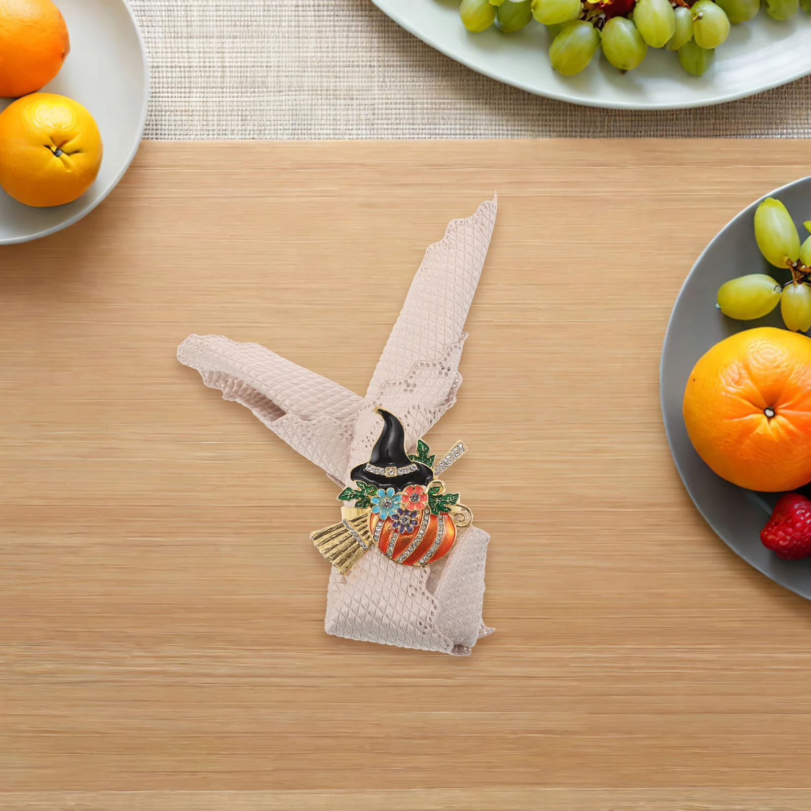

4 Pcs Decor Wizard Hat Napkin Buckle Banquet Rings Broom Halloween Table Decorative