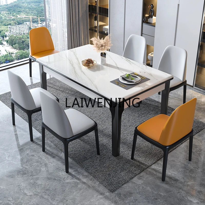 MJY Nordic rock slab dining table and chair combination all solid wood dining table rectangular light luxury