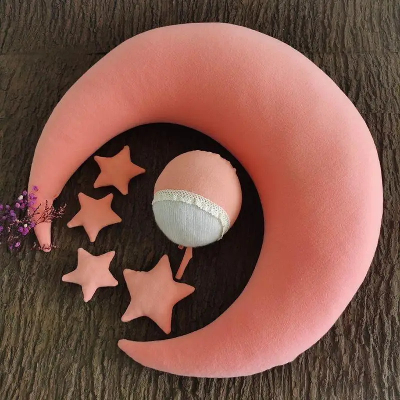 

E06F Baby Photography Props Photography Prop Фон полумесяца луна звезда плюшевая подушка шапочка для младенцев фото стрельба