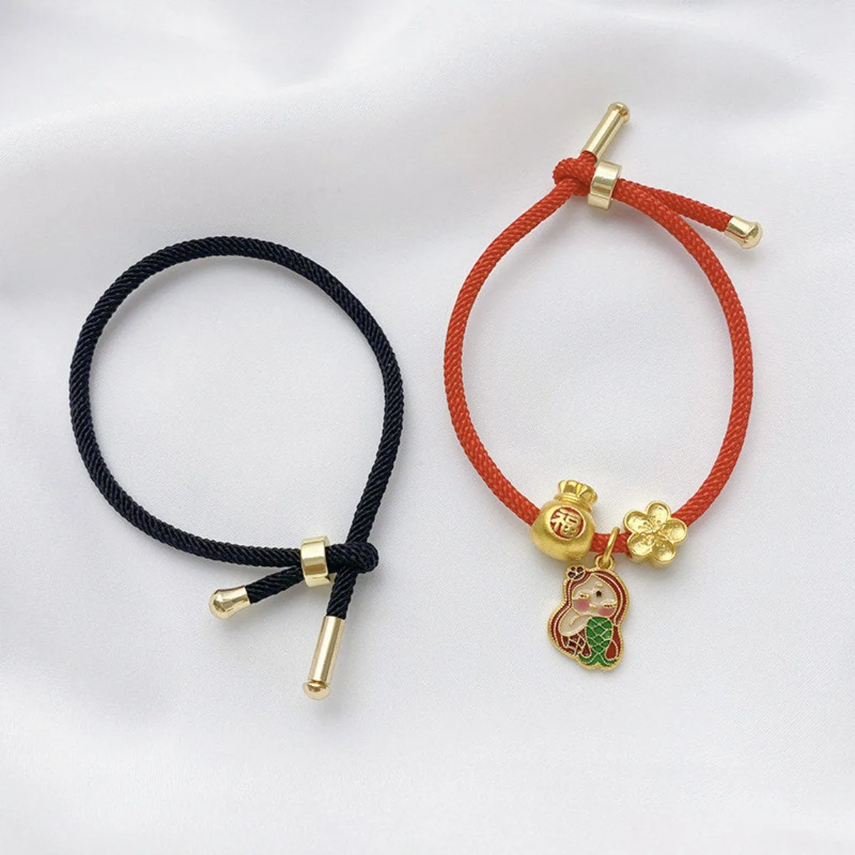 Simple Semi-finished Braided Red String Bracelet With Slider Bead Adjustable Couple Bangle DIY Jewelry Making Supplies