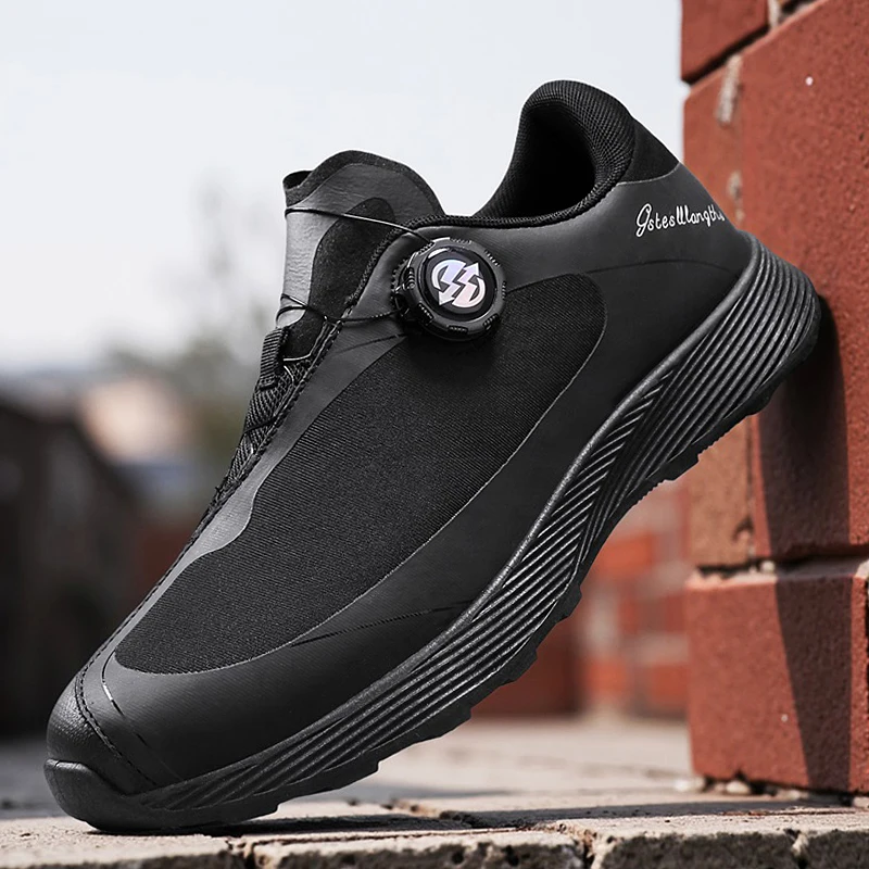 Повседневная летняя мужская спортивная обувь большого размера с круглым носком и вращающейся пряжкой на одну ногу, дышащая сетка на толстой подошве