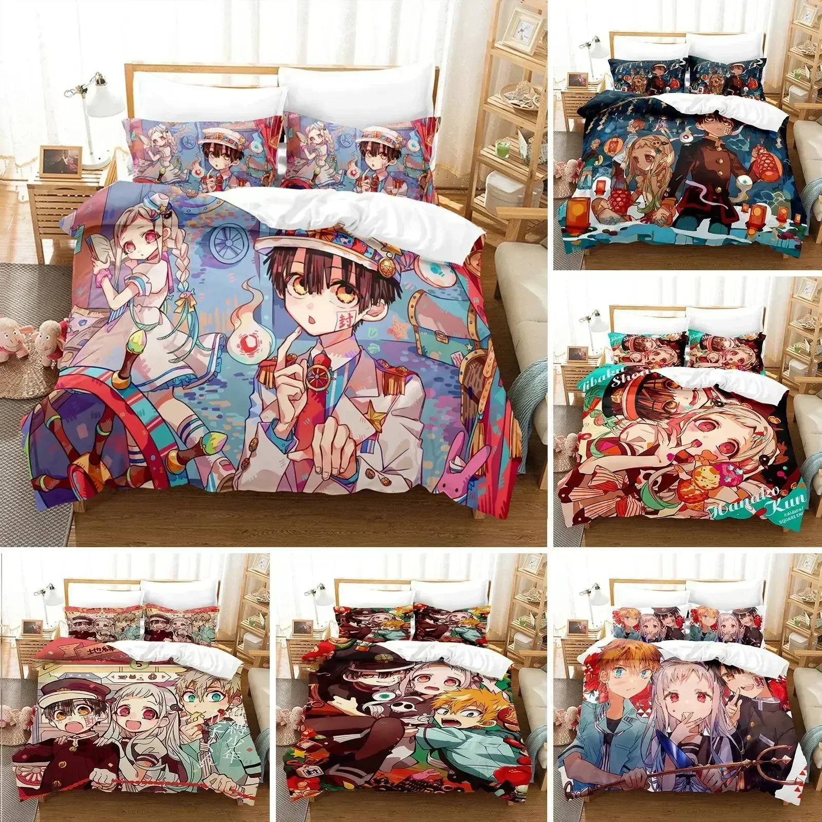 Anime Toilet Bound Hanako-kun Bedding Set Duvet Cover Sheet Printed Bed Set Pillowcase Full Queen King Size Comforter Bedroom
