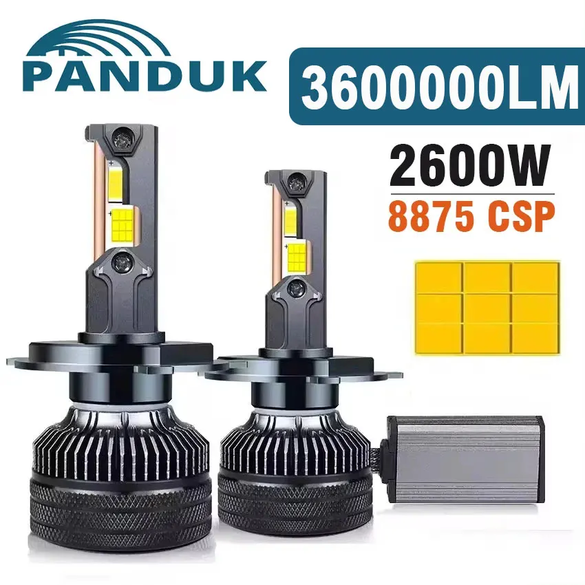 

PANDUK H7 H4 Светодиодная лампа с тремя медными трубками, светодиодная лампа 2600 Вт 3600000LM для автомобиля H1 H11 HB3 9005 HB4 9006 Светодиодная лампа для фар 6000K