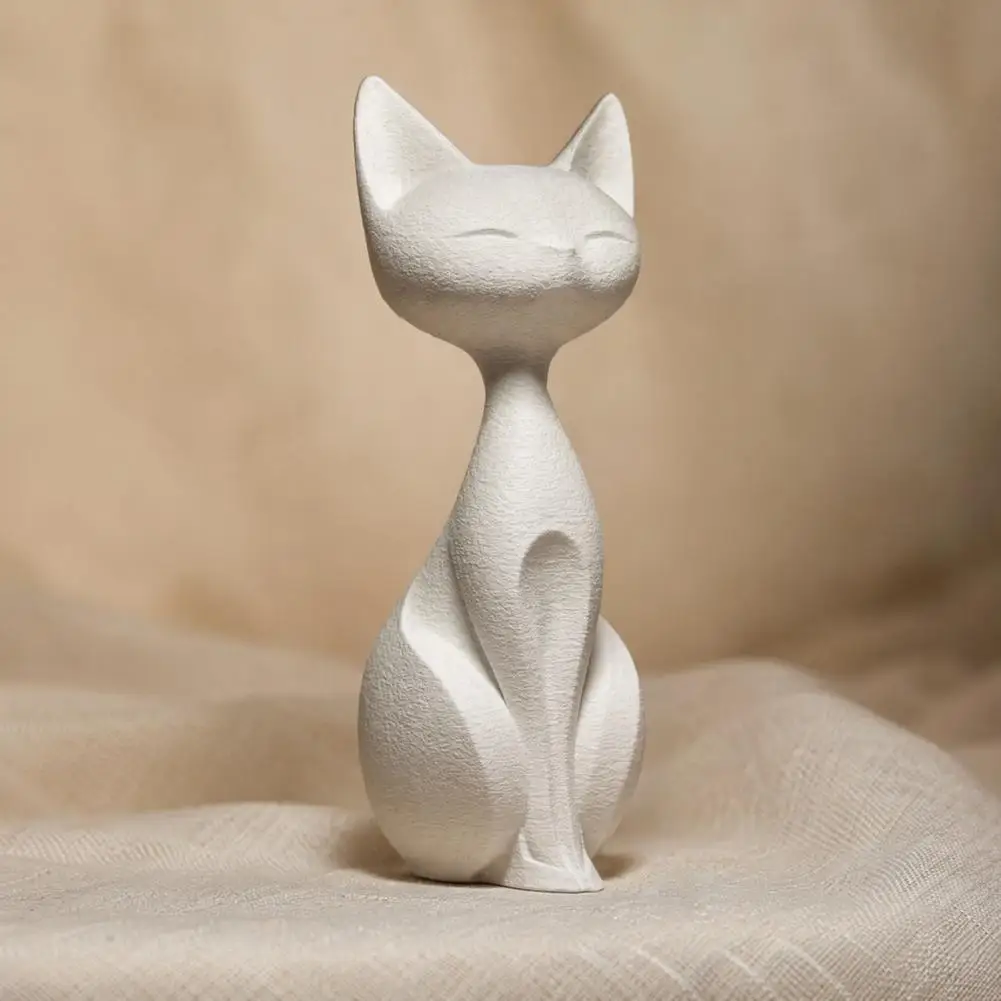 2026 3D Printed Cat Figurines, Matte White Ornaments, Nordic Style Cat Statue, Minimalist Artistic Cat Sculpture for Home Office