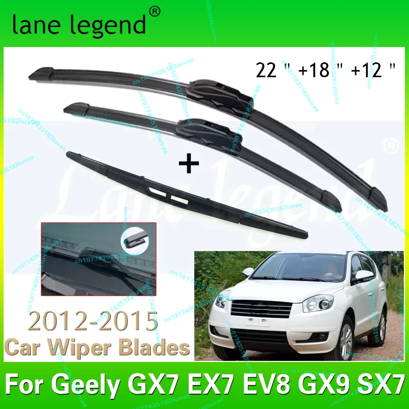 

For Geely GX7 EX7 EV8 GX9 SX7 2012-2015 Front Rear Wiper Blades Brushes Cutter Accessories J Hook 2012 2013 2014 2015
