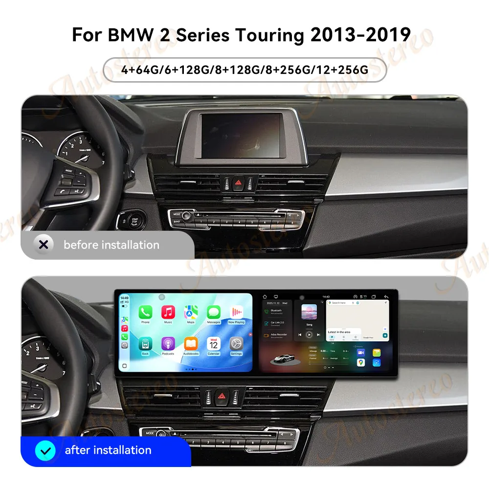 Dual 9.1 inch Screen Car GPS Android 15 Navigation For BMW 2 Series F22 Touring 2013-2019 Multimedia Player Car Radio Auto Head