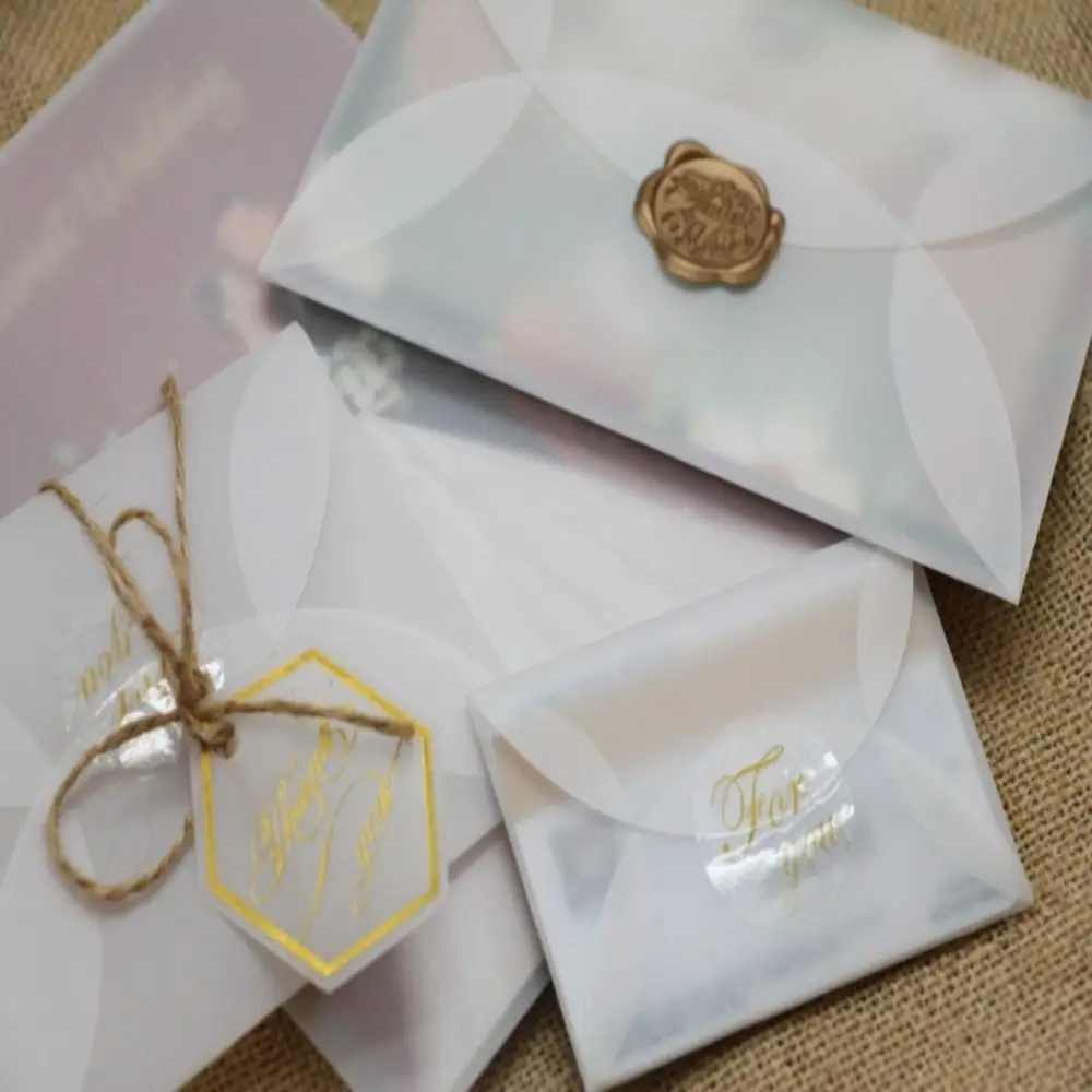 5PCS Closure Transparent Envelope Blank DIY Translucent Paper Envelope Multifunctional Sizes Paper Envelopes Gift Bag