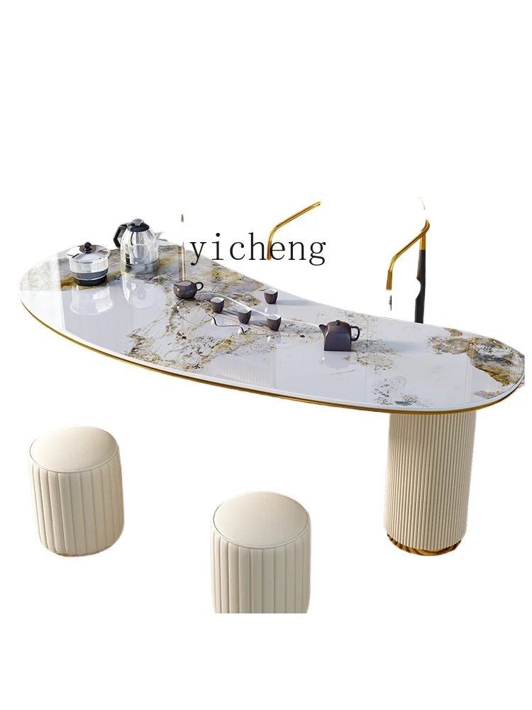 

XL Light Luxury Stone Plate Table-Chair Set Balcony Kung Fu Tea Table Integrated Office Tea Table