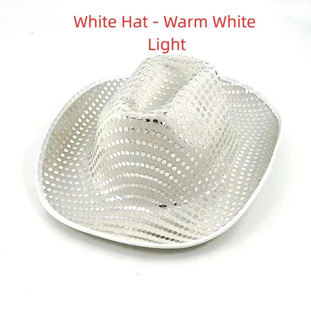 Luminous Design LED Cowboy Hat Pearlescent Finish Colorful Flashing Glowing Hat Three-speed Adjustment Unisex Fit Flashing Cap