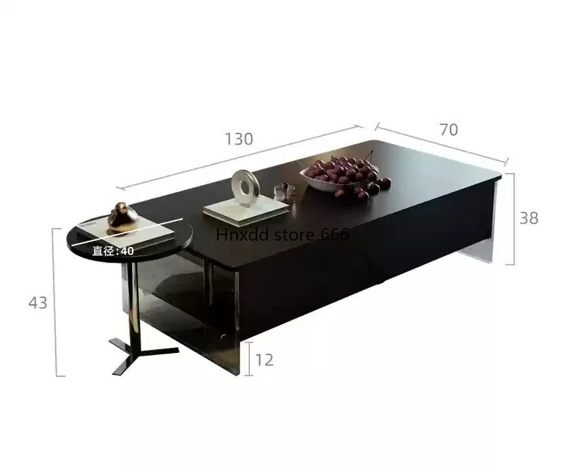 

Acrylic living room household light luxury modern simple black European coffee table