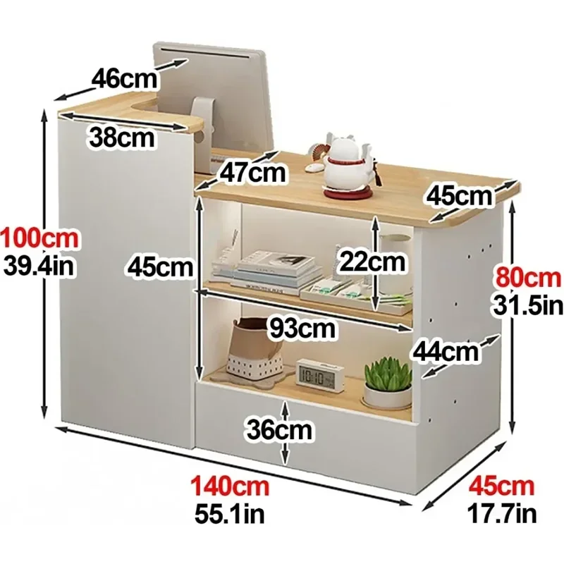 Retro Reception Salon Promotional Table Front Desk Counter Clothes Executive Office Furniture Store Luxurious