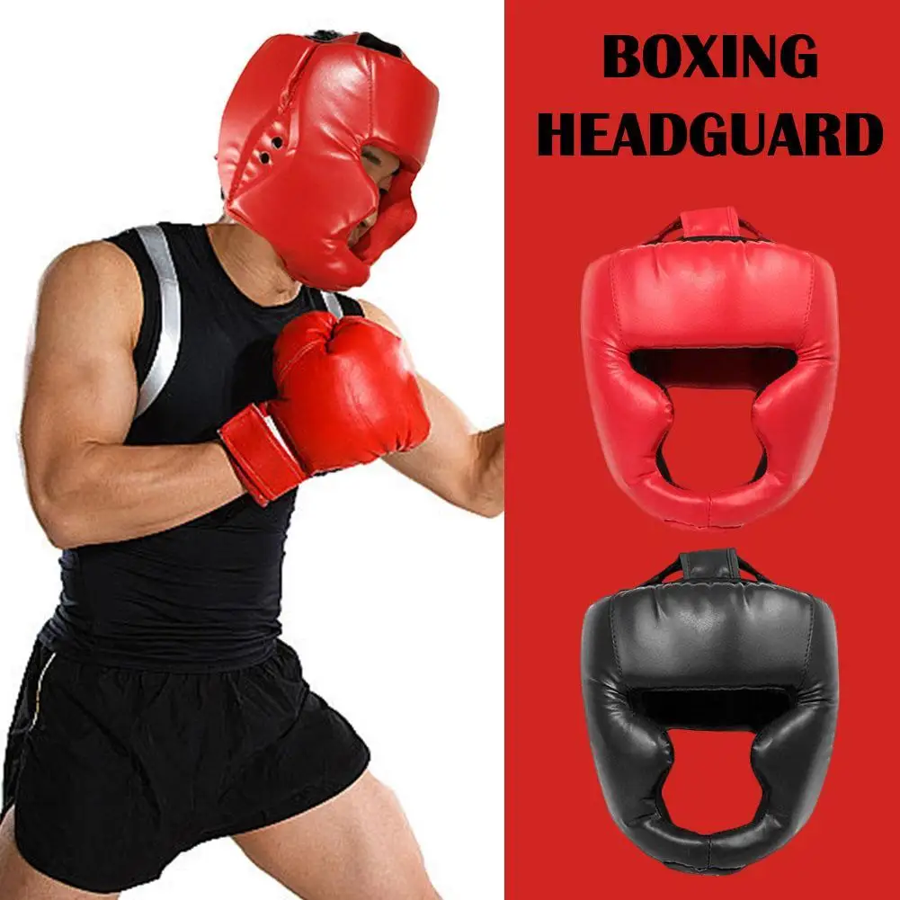 New Full-covered Pu Boxing Helmet Adults Kids Thai Boxing Sanda Taekwondo Karate Training Head Protection Helmet Equipments