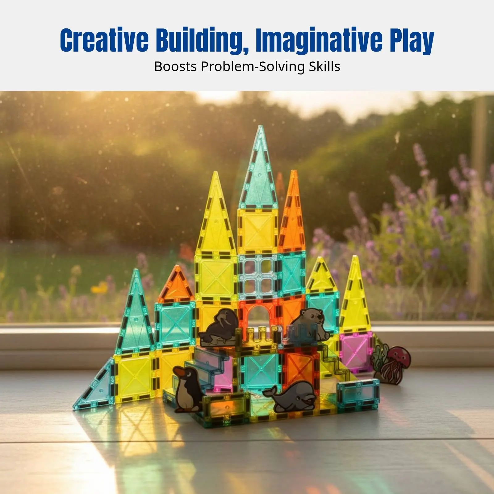 

Magnetic Tiles, Farm Animal Theme, Educational Building Blocks, Colorful Panel Design, Boys, Early Learning Toy