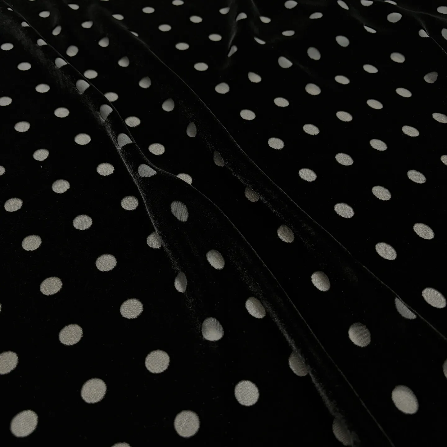 Silk Silk Velvet Wide Burnt Flower Burnt out Black Transparent Polka Dot Chinese Style Traditional Dress Cheongsam Fabric