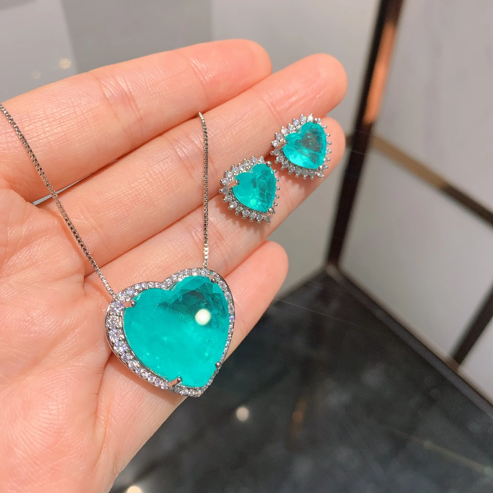 S925 silver needle paraiba earrings earrings eardrop of euramerican fashion wedding dinner party
