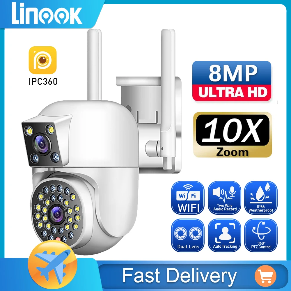 linook outdoor dual lens full hd 8mp camera cctv visao noturna colorida inteligente ipc360wifi cctv 360 graus 01