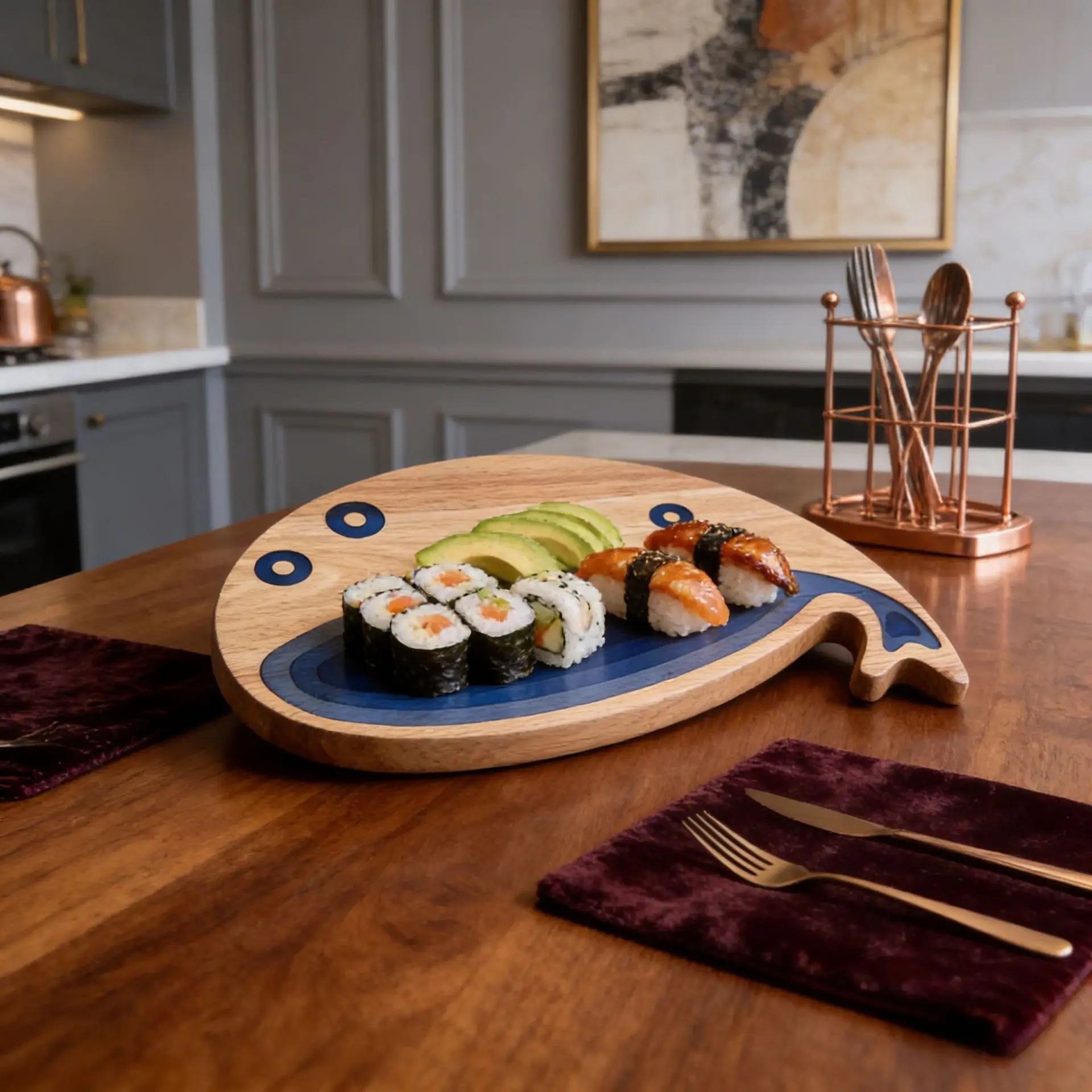 Solid wood cutting board cutting board, steak chopping board for home use, kitchen cheese bread cutting board, cute whale shape