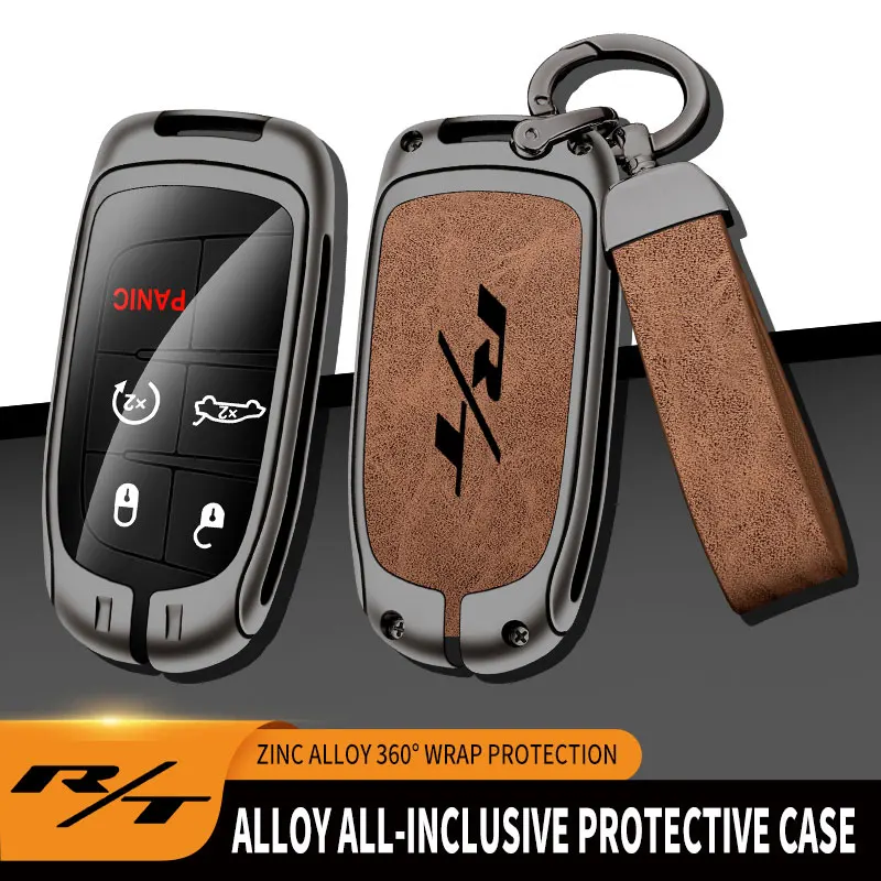 Zinc Alloy Car Key Case For Dodge RT Challenger Charger Journey RAM Remote Control Protector For DODGE R/T Logo Car Key Cover