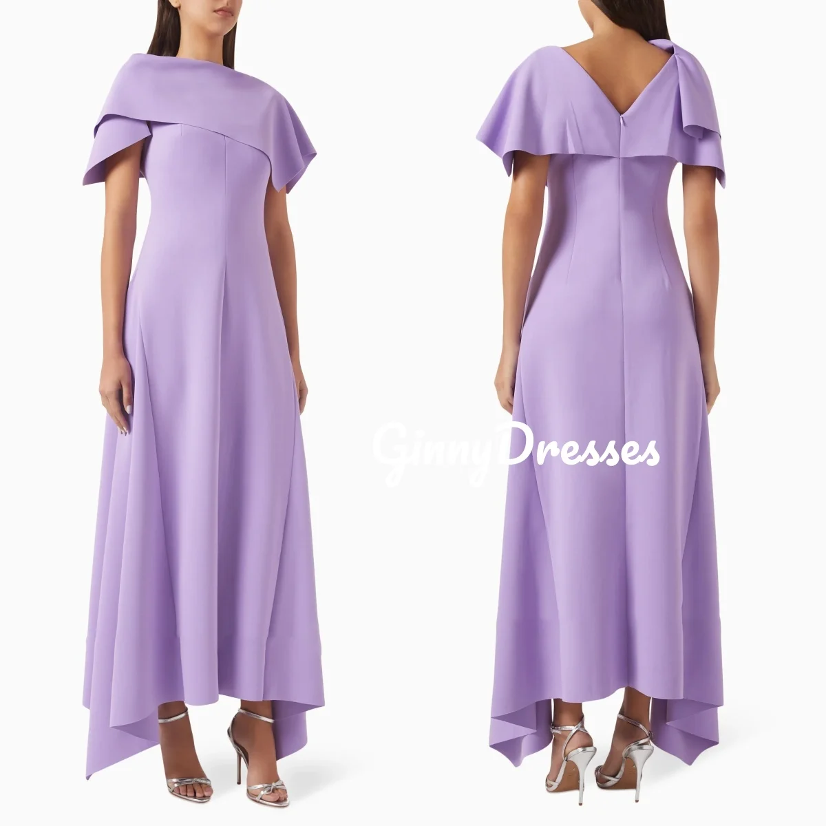 

Customized Evening Luxury Dress Asymmetrical Scoop Neckline Elegant Party Dresses For Women Floor-Length Zipper Up Cocktail Dres
