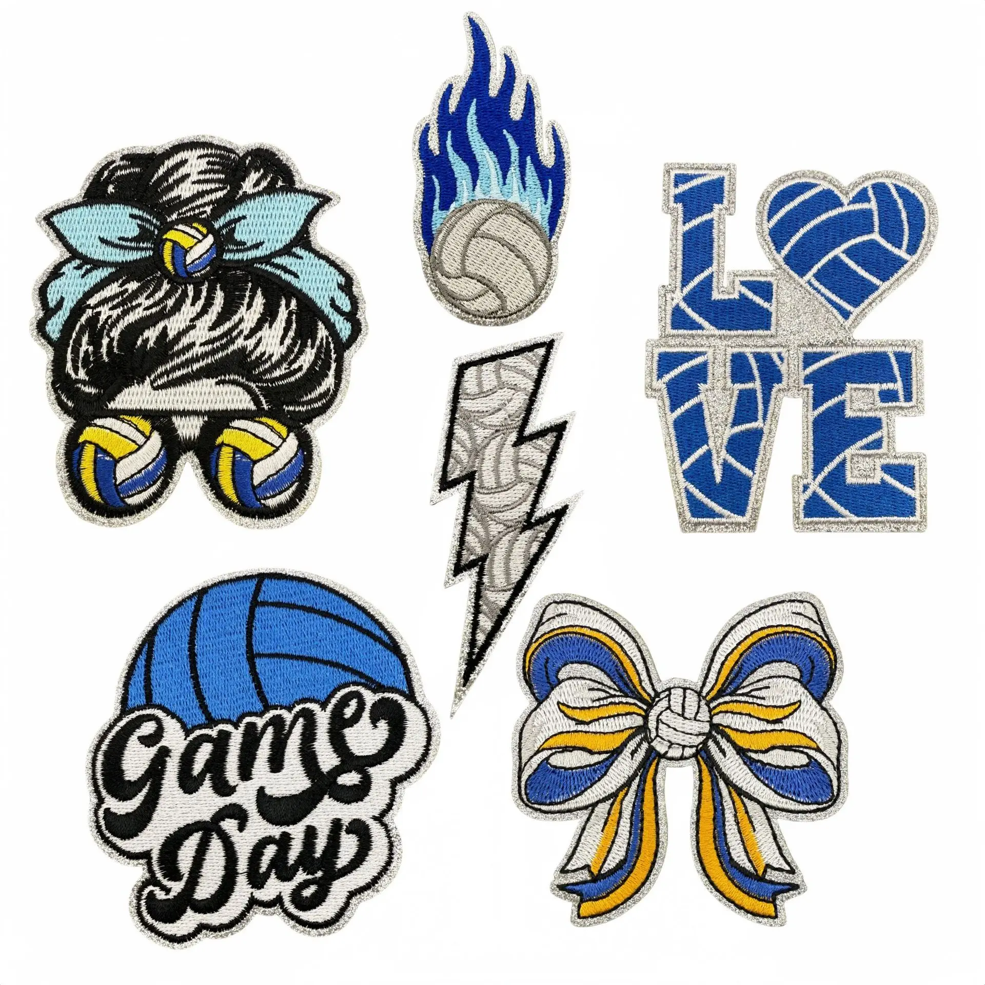 Blue Sports Cartoon Ball Iron On Patches Embroidery DIY Craft Accessory