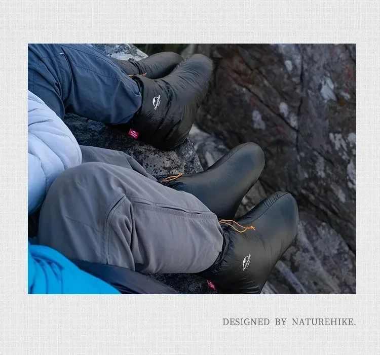 Naturehike Winter Warme Daunenschuhüberzüge für Outdoor -15°C ℃ ~0 ℃ Wasserdichte Winddichte Gänse- und Entendaunen Thermische Fußabdeckung Unisex Daunenstiefel – Detail 9