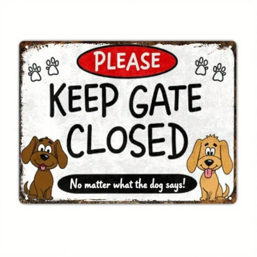 CIFBUY 1PC Funny Dog Owner Metal Sign Keep Gate Closed Iron Wall Decor 8x12 Pet Lover Home Garden Hanging Plaque Gift
