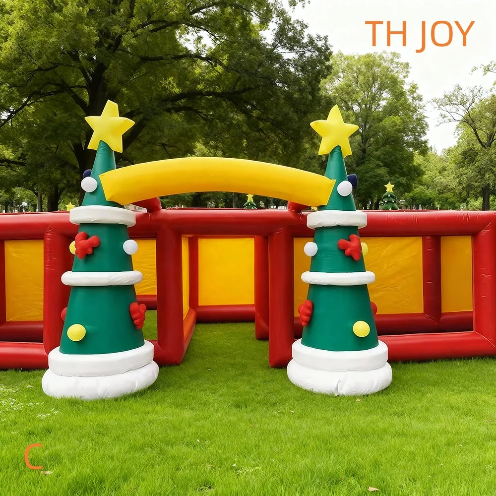 trasporto aereo veloce 10x10m labirinto di Natale gonfiabile gigante Babbo Natale divertente labirinto laser tag giochi per adulti n bambini