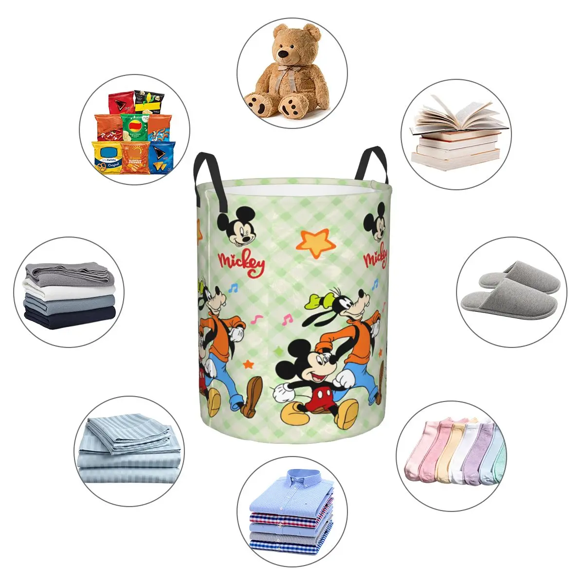 Disney Mickey Mouse Minnie Kids Toys Storage Basket for Playhouse Decor Gift Laundry Hamper Baskets