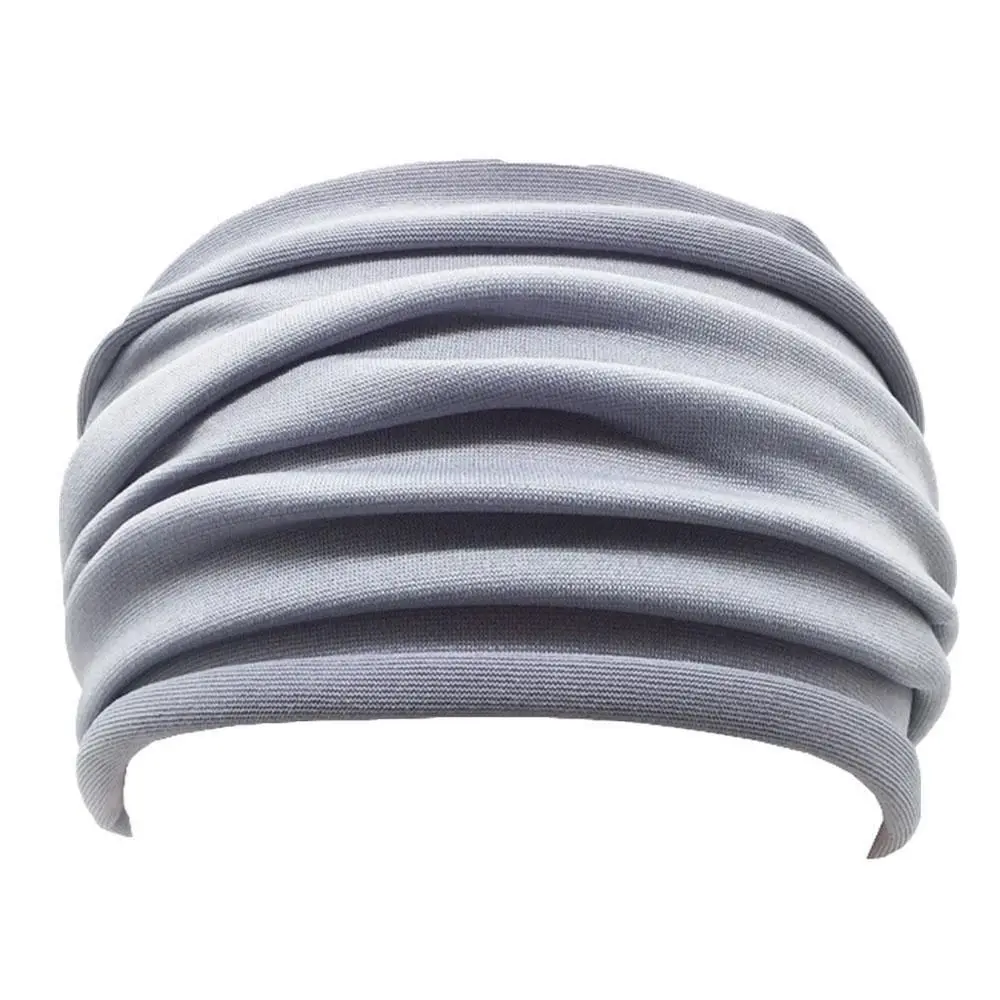 Solid Color Women Wide Sports Fold Yoga Nonslip Headband Stretch Hairband Elastic Running Turban Running Headwrap Accessories