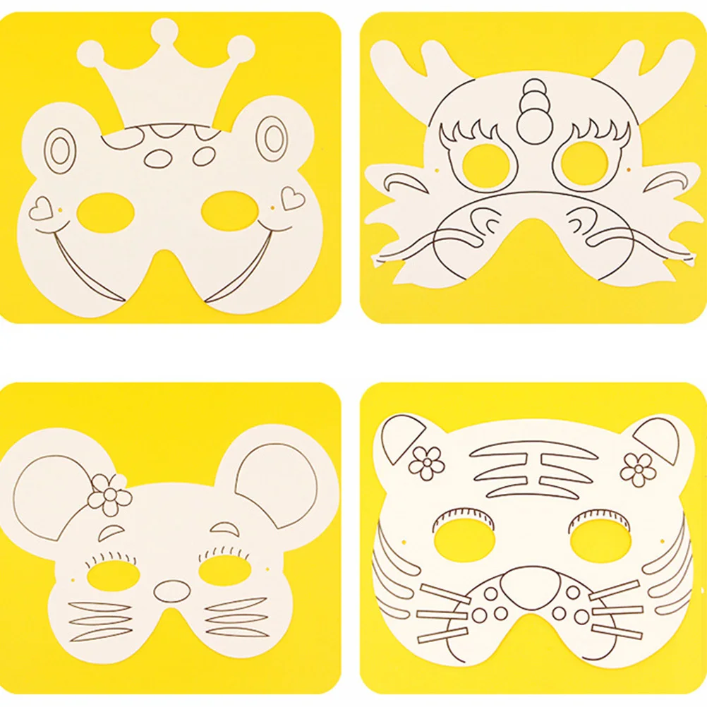 어린이를위한 10Pcs DIY 낙서 종이 마스크 드래곤 디자인 색칠 활동은 상상력과 실습 기술을 향상시킵니다. 견고함