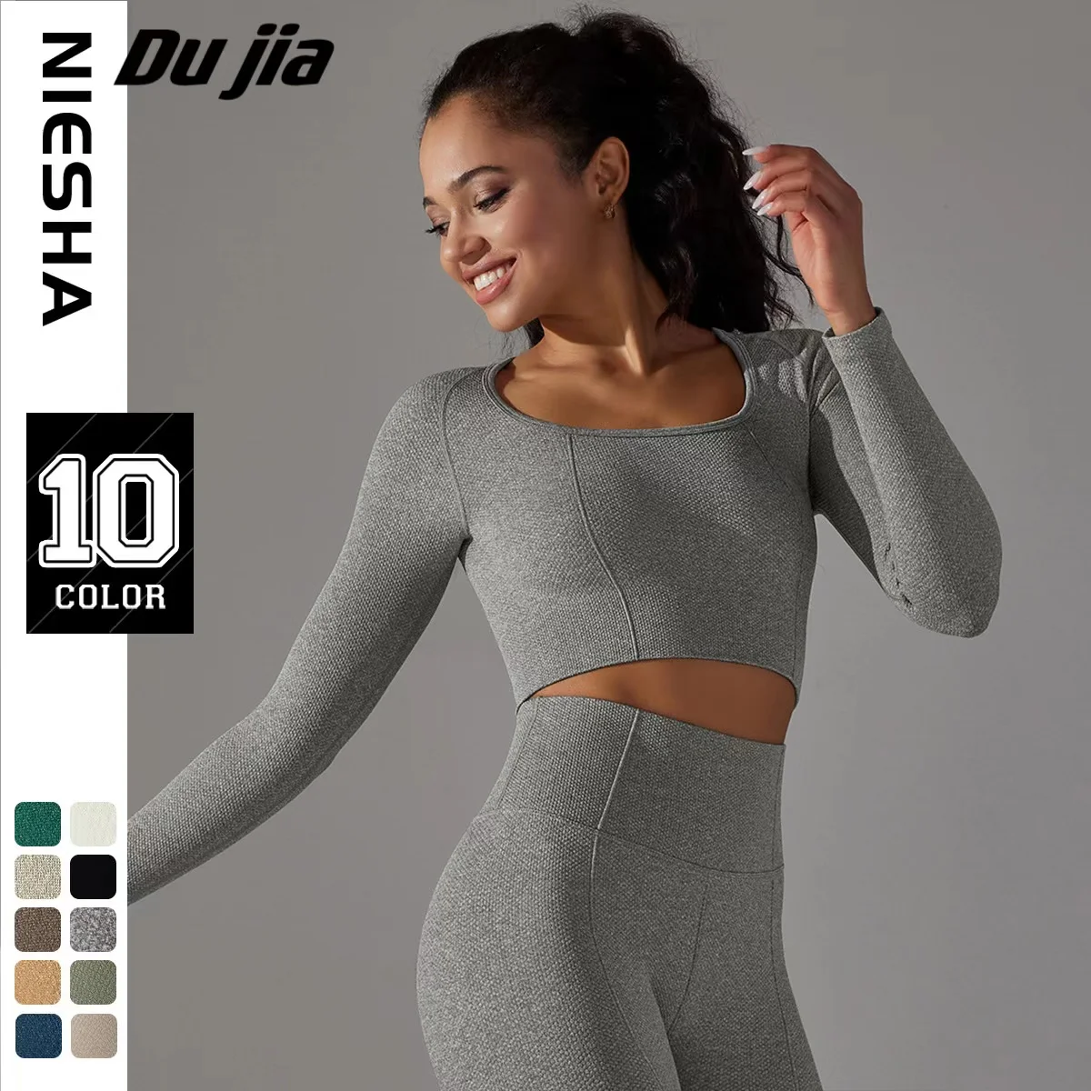 

Seamless Yoga Long Sleeve Running Sports Gym Workout Crop Tops Women Tops Fitness Running Breathable Seamless Knitted Sportswear