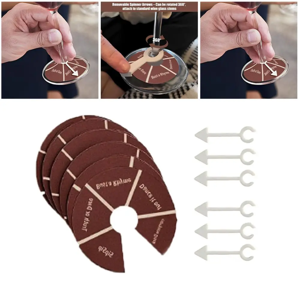 

6/12/24 шт. Spinner Design Wine Not Spin-Fun Питьевая игра Интерактивная рулетка Wine Glass Spinner Party Game