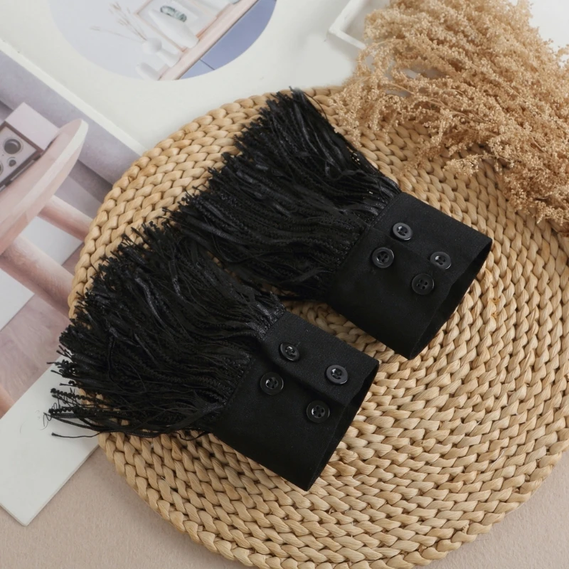 Fringed Flared Sleeves Faux Cuff Female Clothes Accessory Decorative Wrist Cuffs K3KF