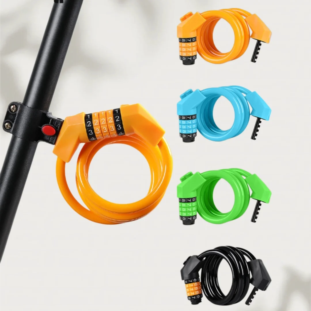 

Bicycle five-digit combination lock for mountain bikes and road bikes, secure anti-theft, thickened and extended steel cable loc