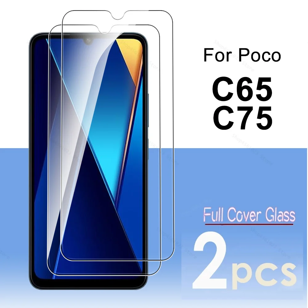 2Pcs Tempered Glass Case For XIaomi Poco C65 C75 Little C 65 75 75C PocoC75 PocoC65 4G Protection Film HD Screen Protector Cover