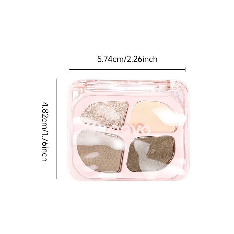 4색 아이 하이라이터/언더 아이 쉐이드 - 매트 아이백 메이크업, 쉬머 & 글리터 마감, 오래 지속, 방수, 번짐 없음