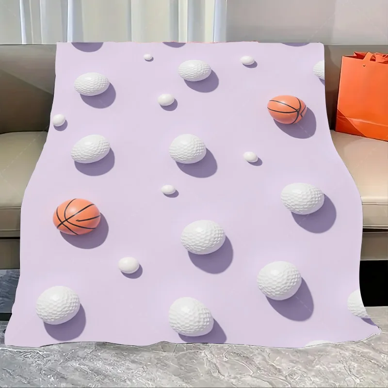 

1pc Flannel Blanket "Purple Sports Ball Print Blanket for Cozy Living Room Decor"