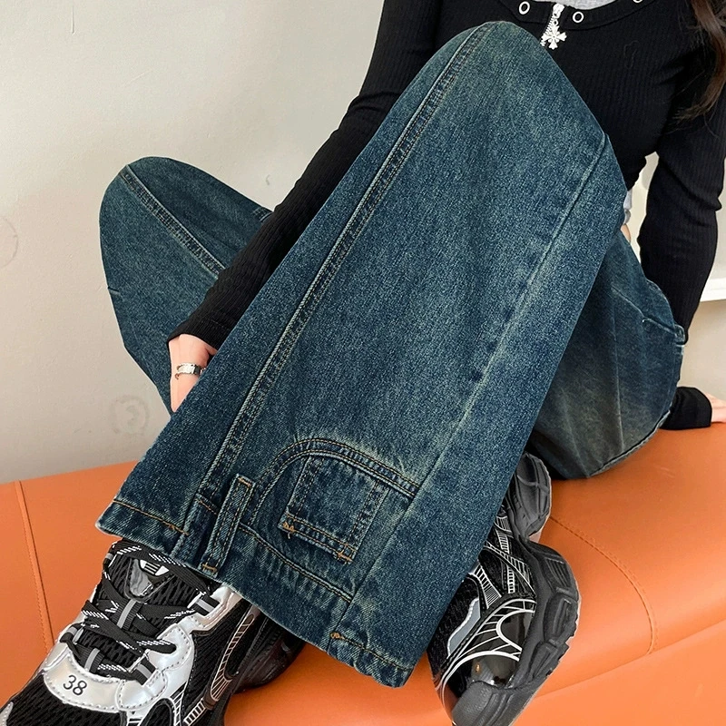 Jean à jambes larges pour femmes, rétro, taille haute, ample, Long, droit, décontracté, élégant, Streetwear, Denim, nouvelle collection automne 2025