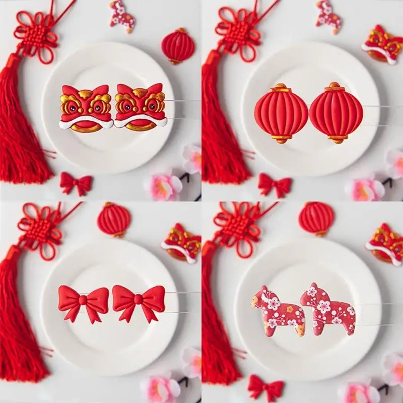  Soft Clay Mold New Year Theme Nonstick Plastic Texture Handmade Earrings Molds