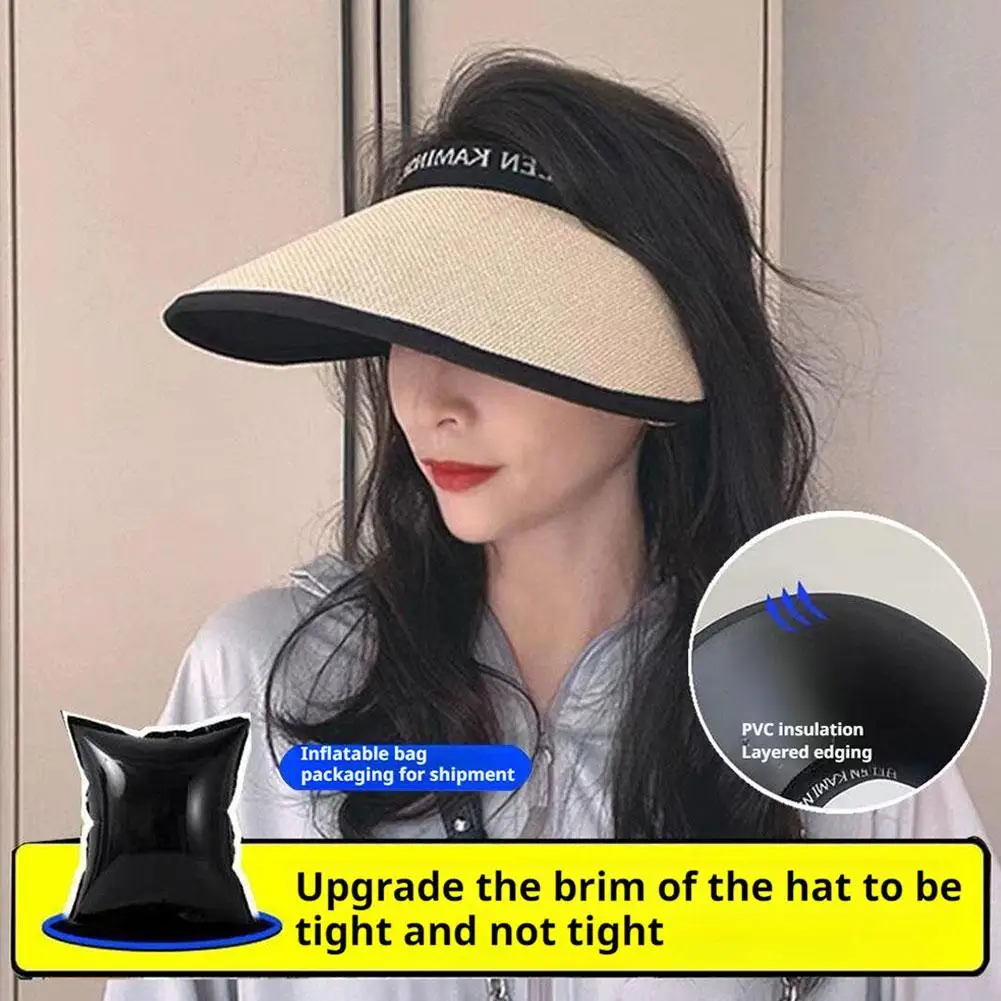 ฤดูร้อนใหม่ที่ว่างเปล่าหมวก Sun สําหรับผู้หญิง UV ครีมกันแดดหมวกบังแดดหมวกฟางกว้างขนาดใหญ่ Brim Beach Sunhat
