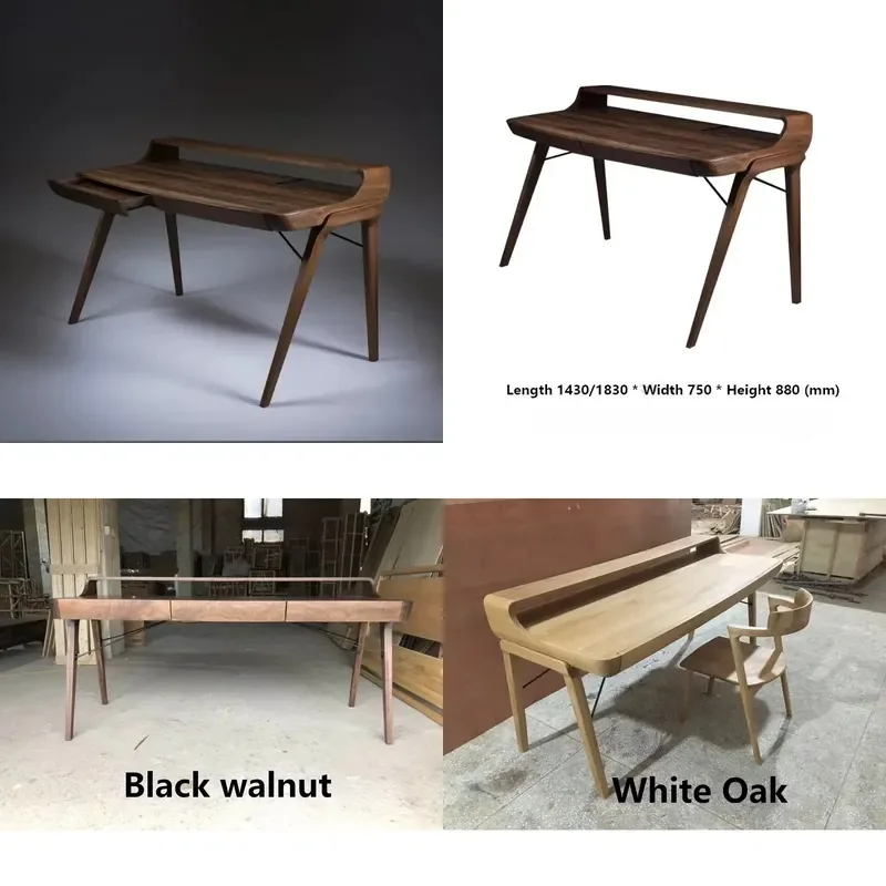 Solid Wood Computer Desk Modern Home Office Writing Desk Custom Workstation for Study Bedroom