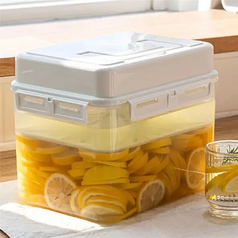 ABFU-Pickle Container Rectangle Food Fermentation Storage Box For Home Kitchen Jar Airtight Pickle Press Keeper With Handle