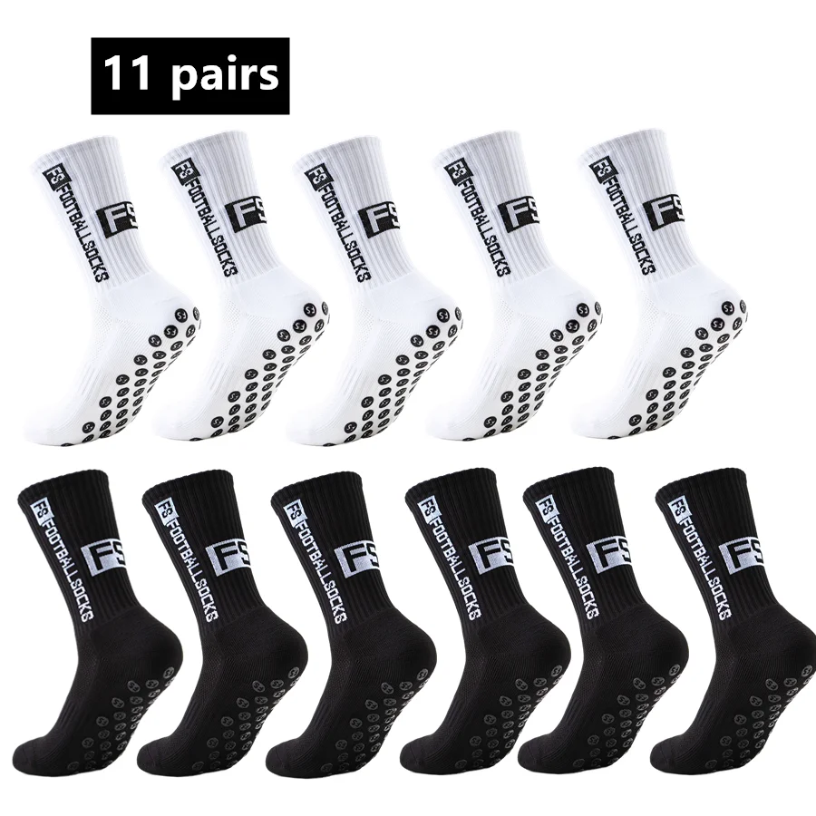 11pairs Non Slip Towel Base Athletic Grip Socks Shockproof Breathable Socks For Men Women Rugby Cycling Running Skateboard