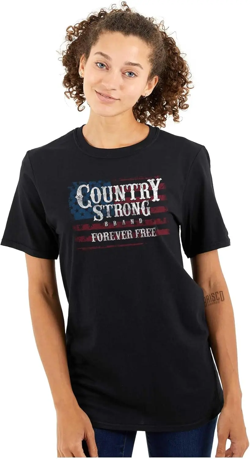 Country Strong Forever Free American Graphic T Shirt Men or Women