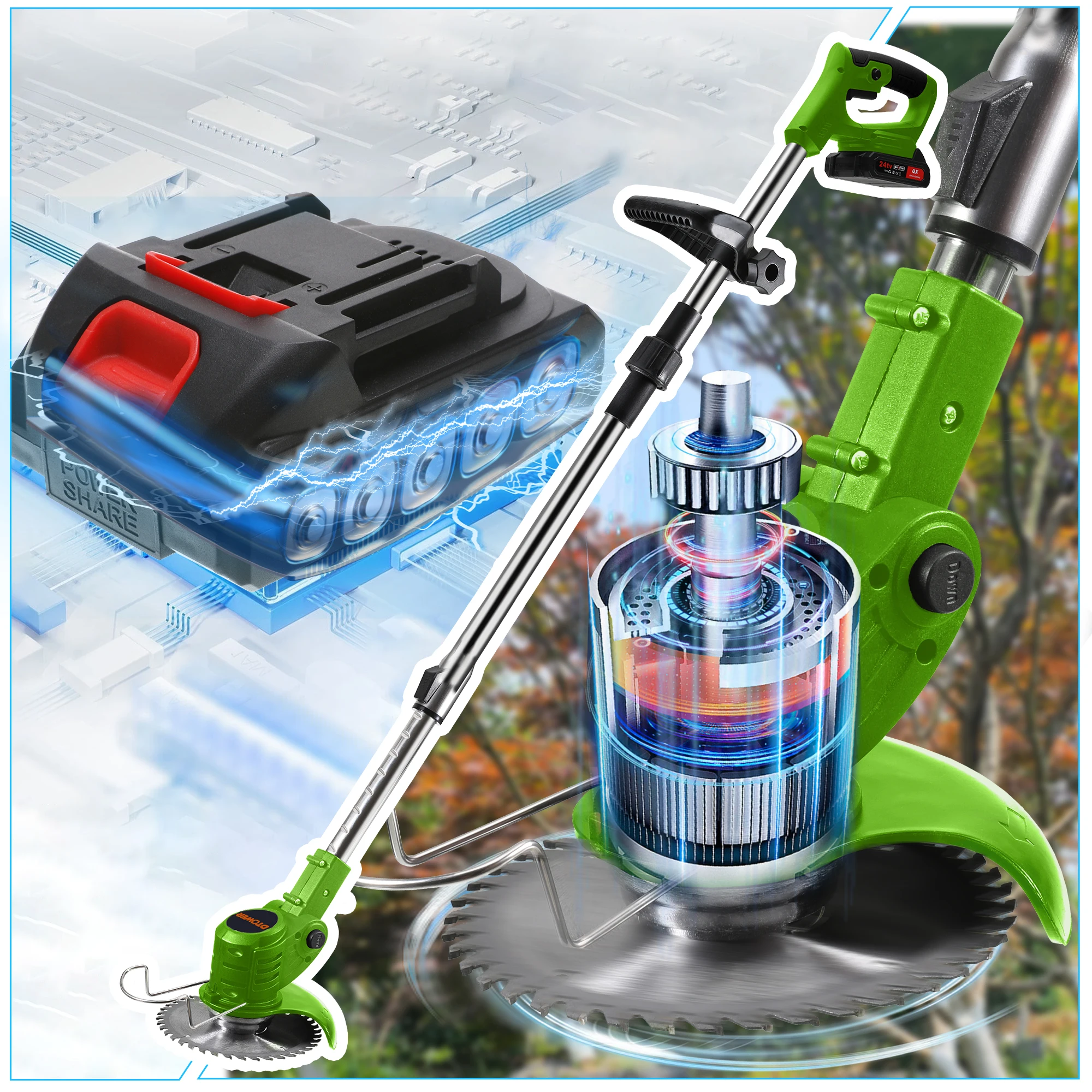 Portable Electric Lawn Mower Versatile Cordless Grass Trimmer Electric Mower Cordless Efficient Garden Tools