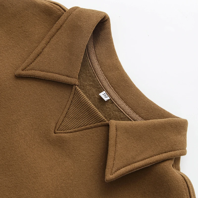Kinder kleidung Jungen und Mädchen Baumwolle Plüsch warme Sweatshirts Herbst Winter neue Kinder Revers lässig lose Langarm pullover – Detail 33