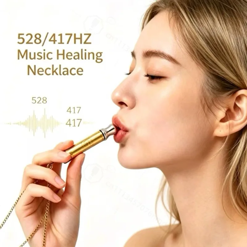 528Hz Meditation Breathing Whistle Necklace, Mindfulness Round Tube Pendant Relieve Anxiety Help Relax Adjust Breathing Habits